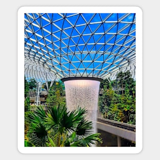 Roof waterfall and sky train track in Changi airport V Magnet